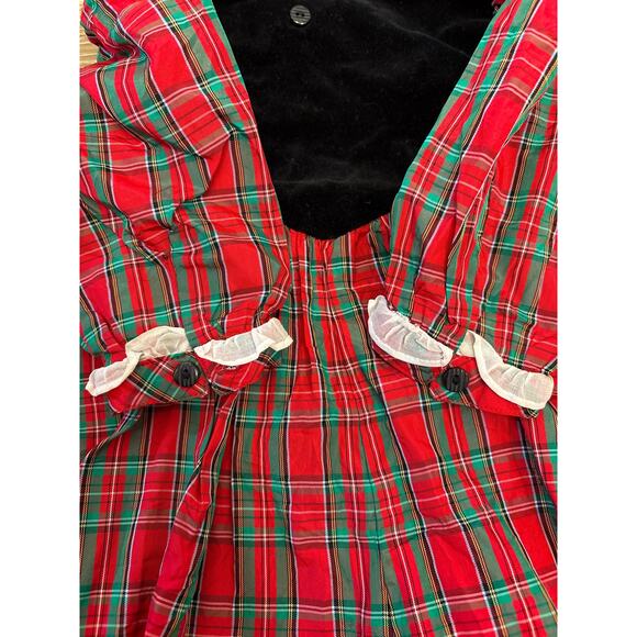 Vintage 90s Christmas outfit jumper 24 mo plaid frilly snaps velvet retro - Picture 6 of 6